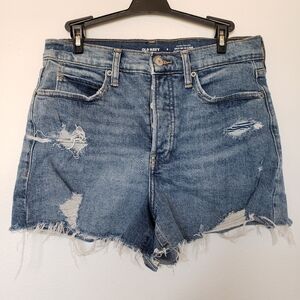 Old Navy Denim Shorts Women's Size 8 High-Rise Distressed Blue Cotton Summer